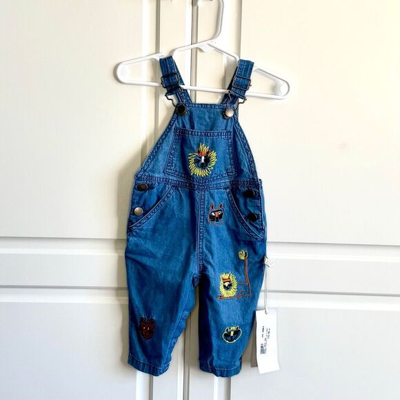 NWT Stella McCartney Kids Baby Printed Denim Overalls in Azure-Blue.  Size 3 Mon - Picture 2 of 14